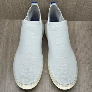 Rothys Chelsea Boots Womens 9.5 Fabric Flat Mid Top Pull On Booties Bright White
